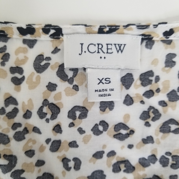 J. Crew Lightweight Cotton Puff Long Sleeve Cheetah Print Dress XS Ruffles - Picture 16 of 16